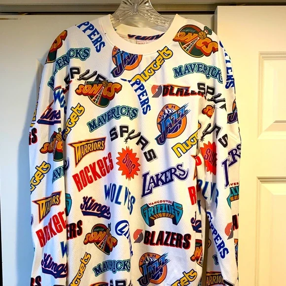 Mitchell & Ness long sleeve NBA logos jersey - Picture 1 of 4
